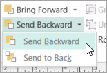Selecting Send Backward on the Send Backward menu