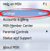 Select settings on drop down