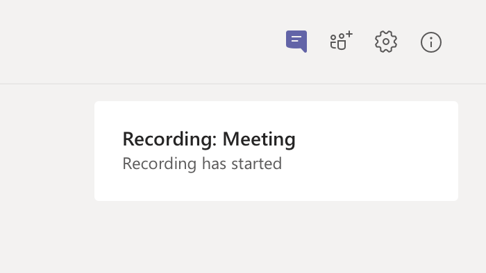 Meeting recording notification in meeting chat