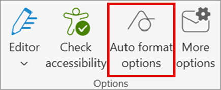 On the ribbon, select Auto format options.