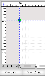 Creating a guide point by dragging the blue crosshairs at the intersection of the ruler to the top left corner of the drawing page.