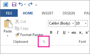 Starting the Clipboard in Word 2013