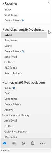 The Navigation Pane contains your folder list.
