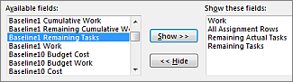 Detail Styles dialog box, Available fields area