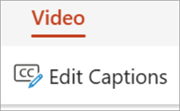 Edit captions button on the Video tab.