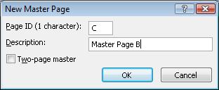 Publisher Add Master Page dialog