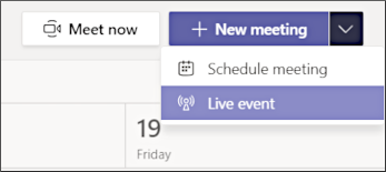 New meeting - Live event button