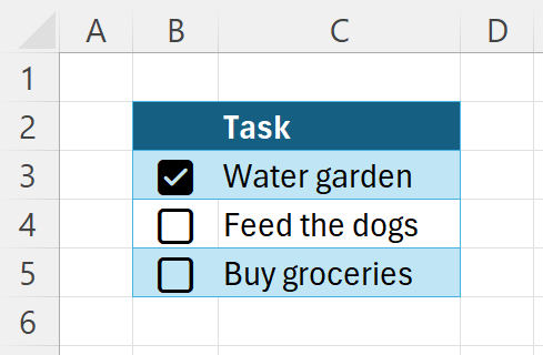 A short list of chores with checkboxes beside them