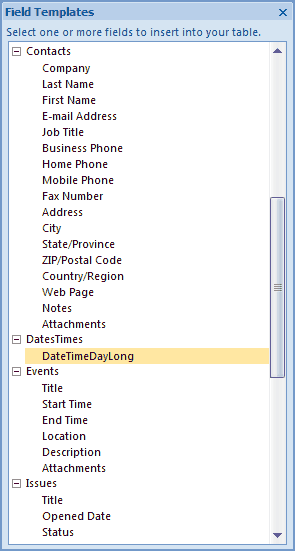 A custom field template named DateTimeDayLong