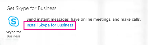 Screenshot of the Install button for Skype for Business on the Office 365 portal