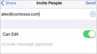 Showing Invite people screen with permissions