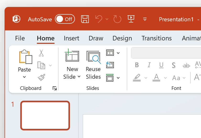A screenshot of the top left of PowerPoint in Colorful theme.