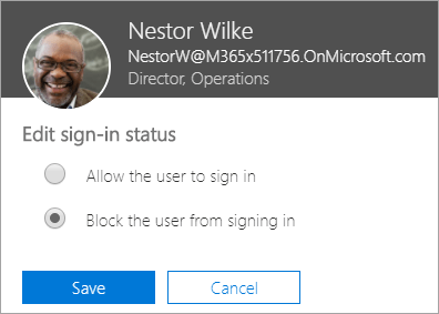 Screenshot of the Sign-in status dialog box in Office 365