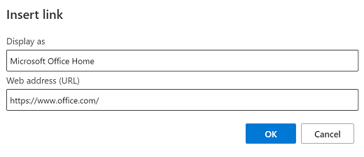 Insert a link in Outlook.