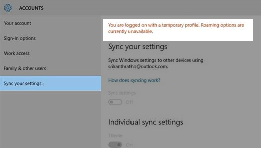 Sync your settings Settings page