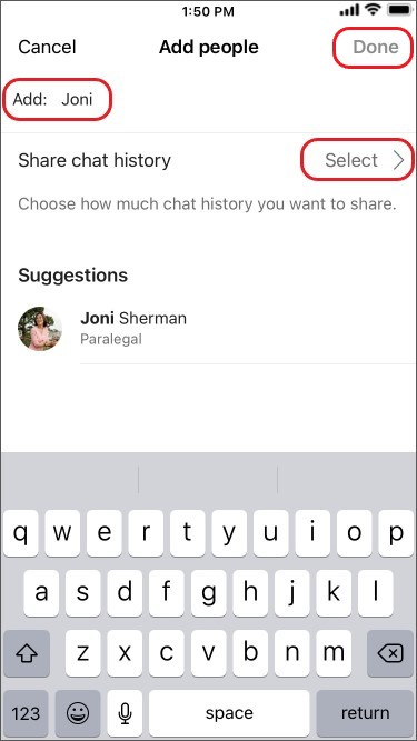 share chat history on mobile