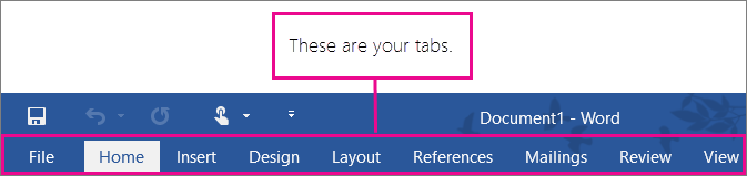 A picture of your tabs on the Word ribbon.