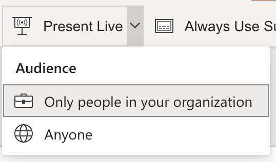 Audience selection for Live Presentation