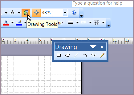 Drawing tools floating toolbar