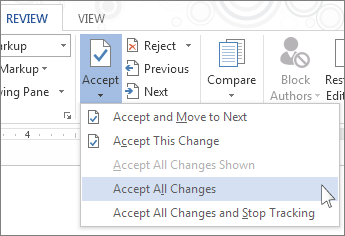Accept changes in word