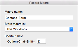 Excel for Mac Record Macros Form