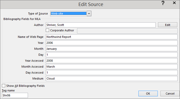 In Word Citation Examples Matetide