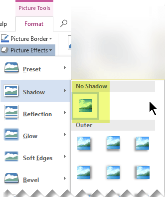 Turn off a picture effect you don't want by choosing the No Effect option.