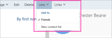 A screenshot of the Lists button