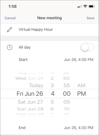 Meeting settings - mobile screenshot