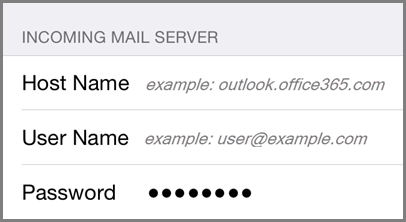 Incoming mail server settings