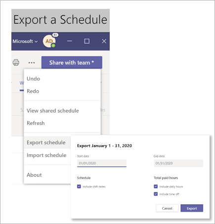 Export or print a schedule in Shifts - Office 365