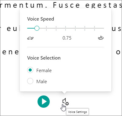 Immersive Reader voice settings