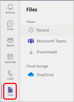 The Files icon on the left in Teams