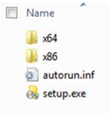 Folder structure of platform chooser for Office 2010 64-bit install.