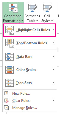 Highlight cell rules