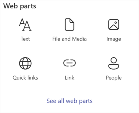 List of web parts in Toolbox