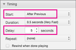 Display bullet points automatically by setting timing to After previous and specifying a delay