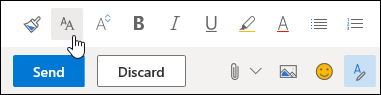 Screenshot of Font size option on formatting toolbar.