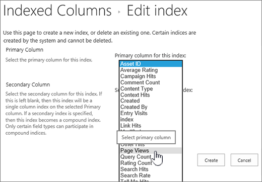 Edit index page with column selected from drop down box