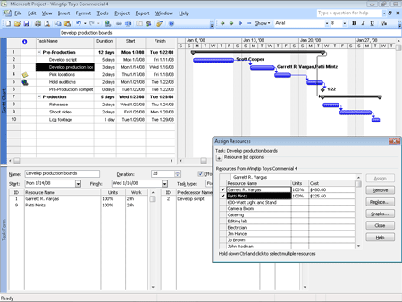 check marks appear next to assigned resources