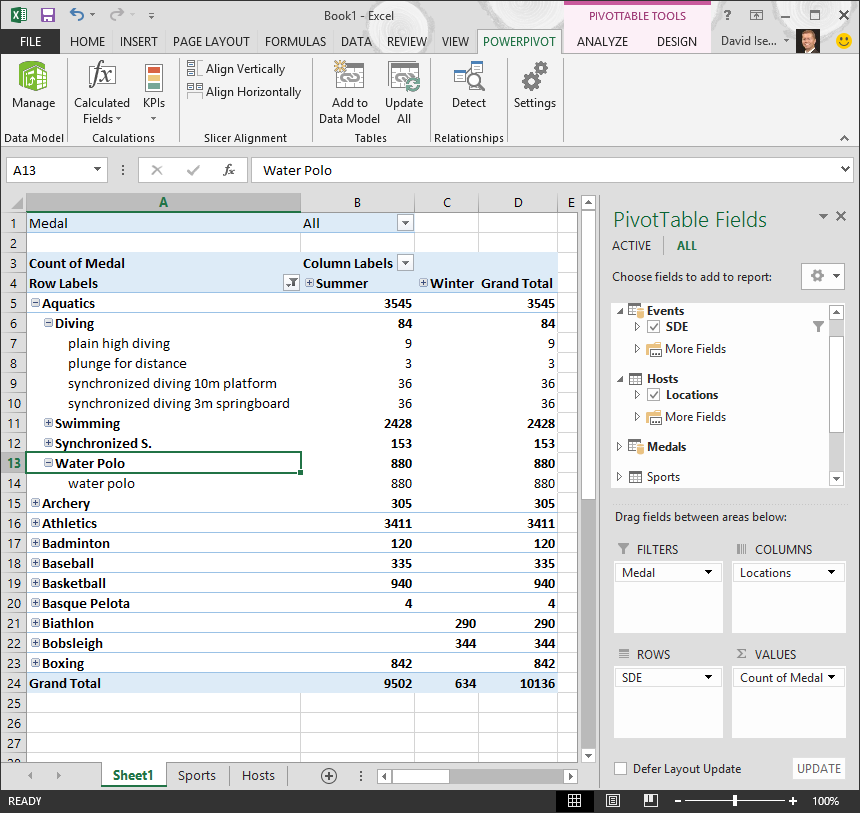 exploring the hierarchy in the PivotTable