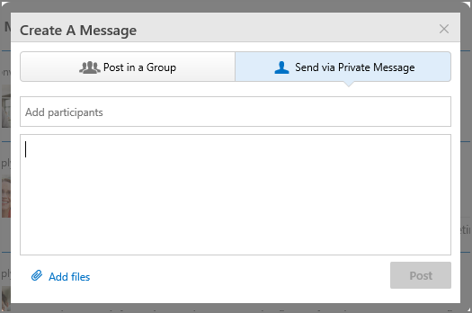 Create a new private message in Yammer