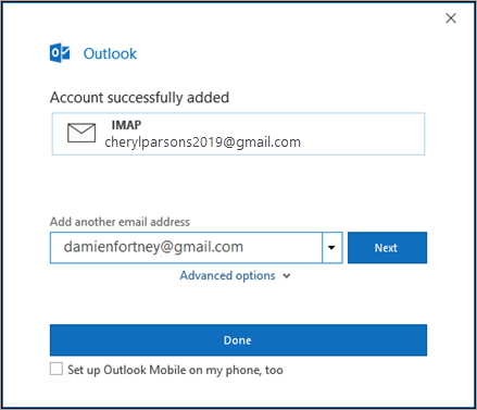 configurar cuenta de gmail operando en Outlook