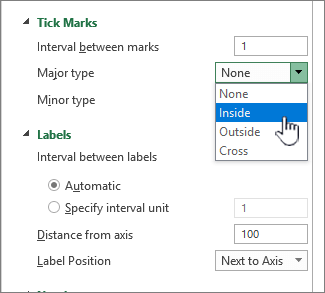 want ticks on excel 2016 for mac horizontal axis for every third year