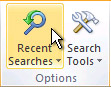 Recent Searches command on the ribbon