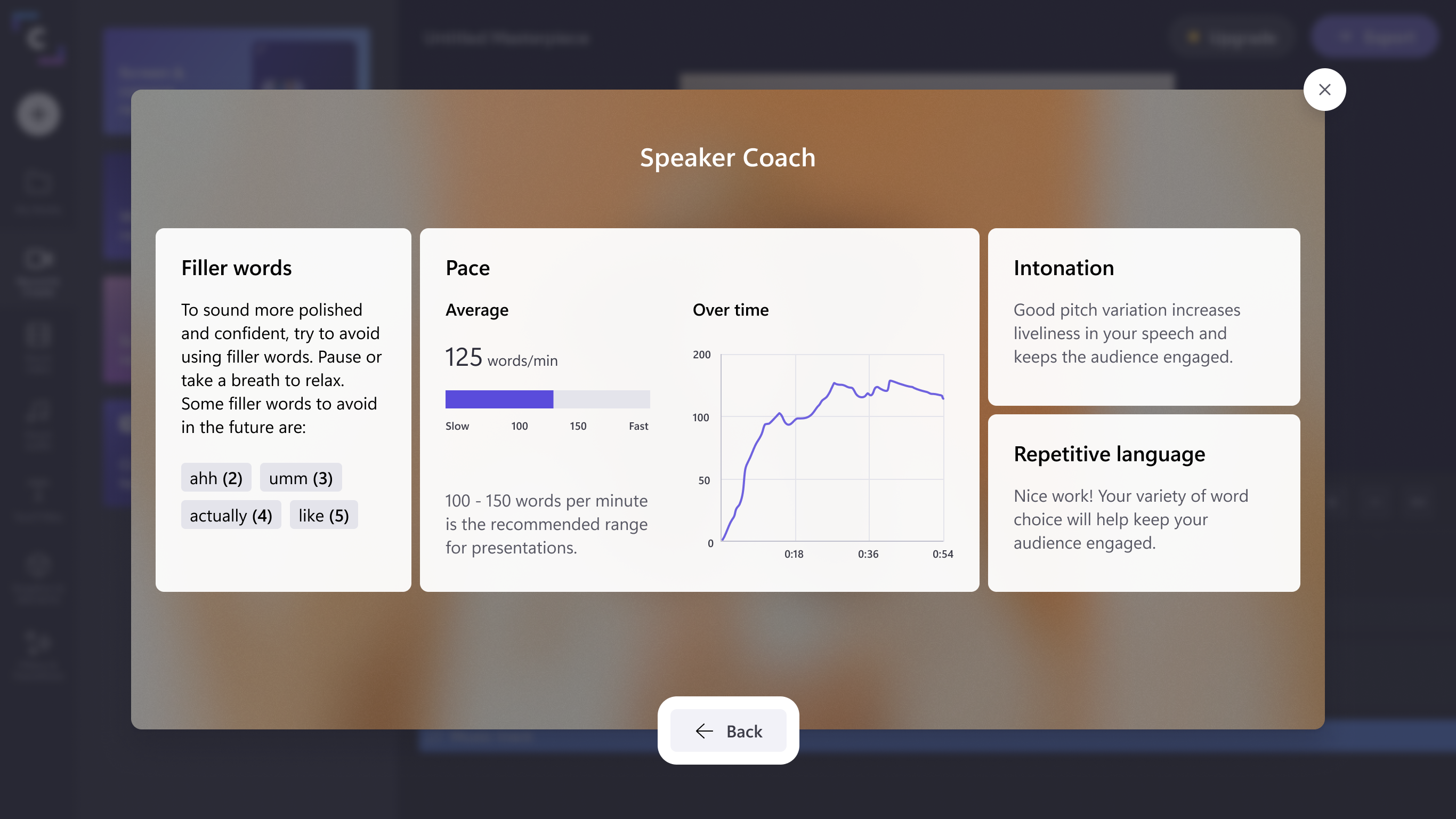 Review speaker coach analysis