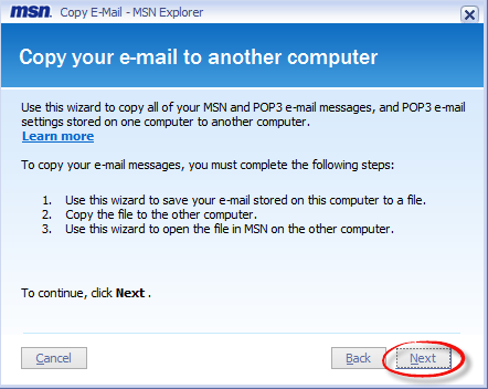 Copy your email to another computer