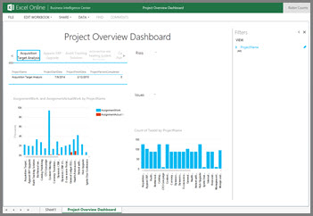 The Project Overview Dashboard workbook gives high-level task information for your projects