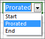 Accrue field showing Prorated