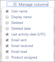 Office 365 reports - manage columns for email activity reports